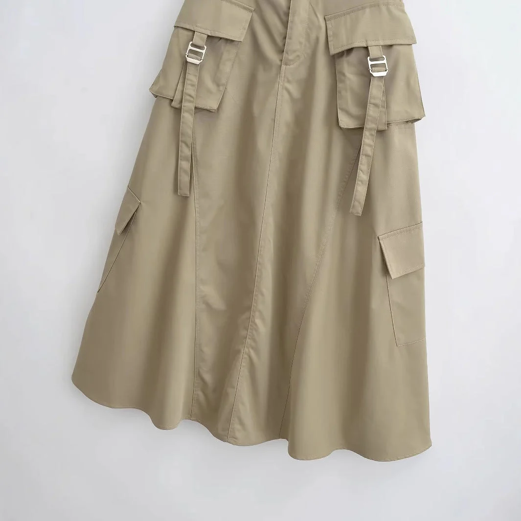 Damen Midirock mit Praktischen Cargo-Taschen und Elegantem Schnitt Heidi-Mode - Image 3
