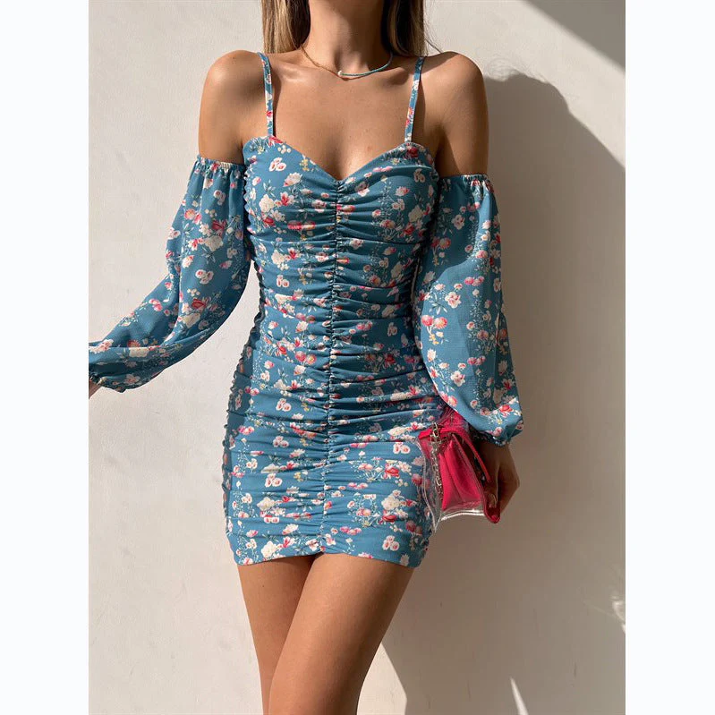 Damen Minikleid mit Schulterfreiem Design und Voluminösen Ärmeln Heidi-Mode - Image 8