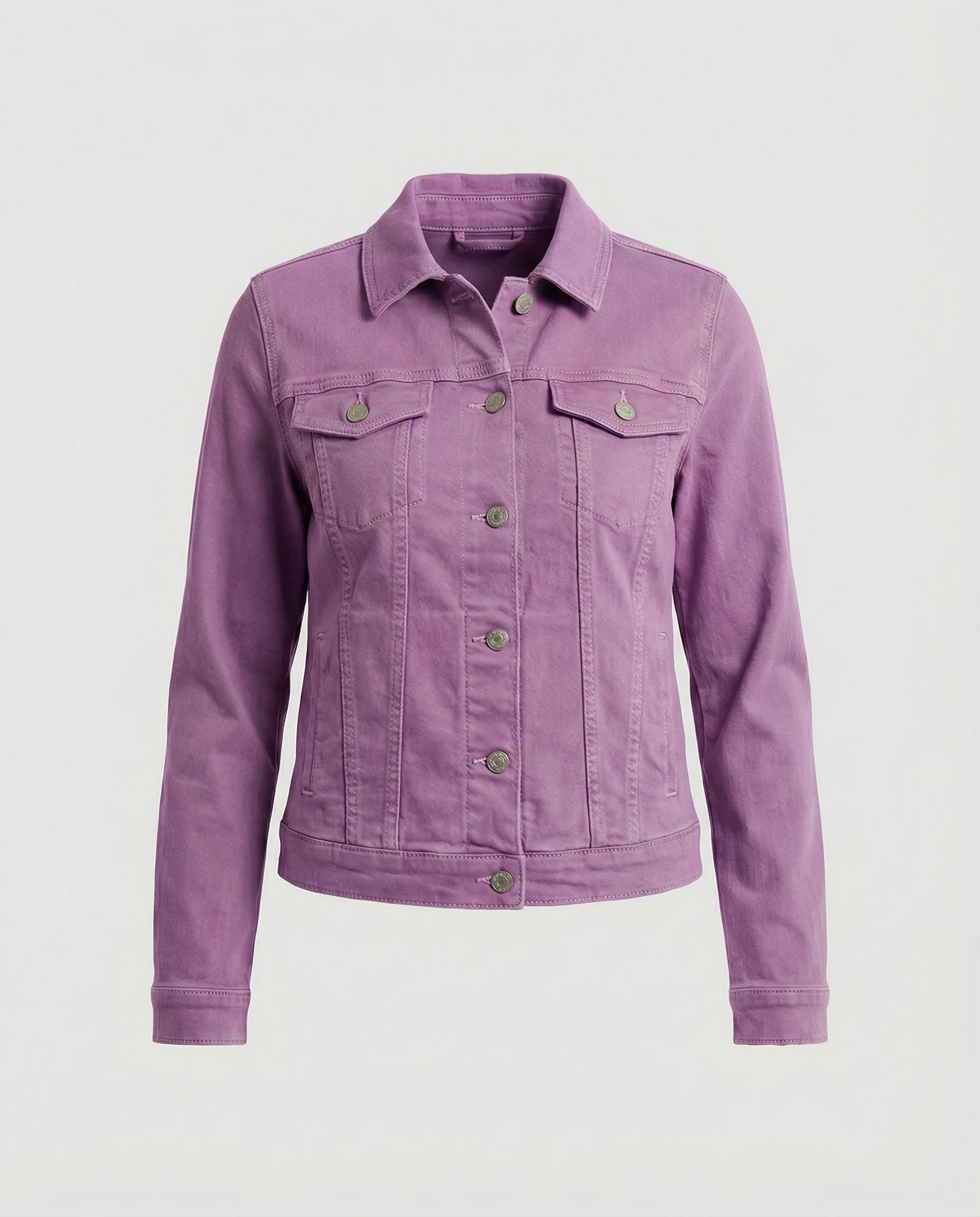 Damen Mode kurze klassische Jeansjacke mit aufgesetzten Brusttaschen und verkürztem Saum Heidi-Mode - Image 12