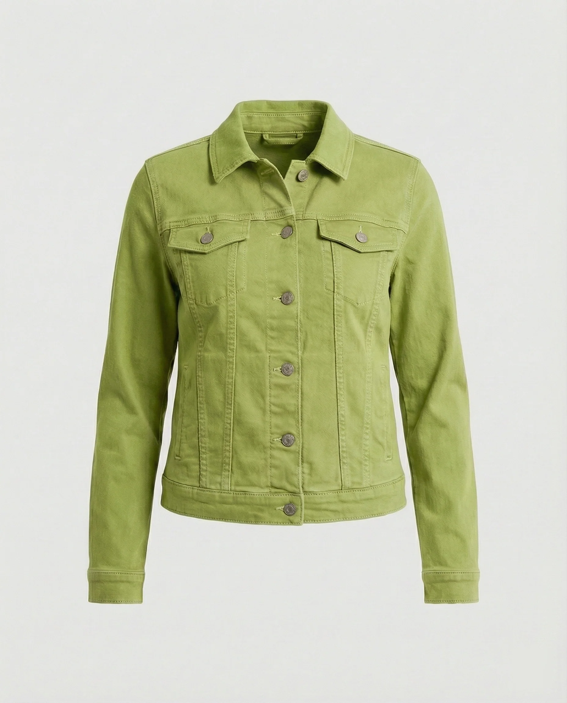 Damen Mode kurze klassische Jeansjacke mit aufgesetzten Brusttaschen und verkürztem Saum Heidi-Mode - Image 14