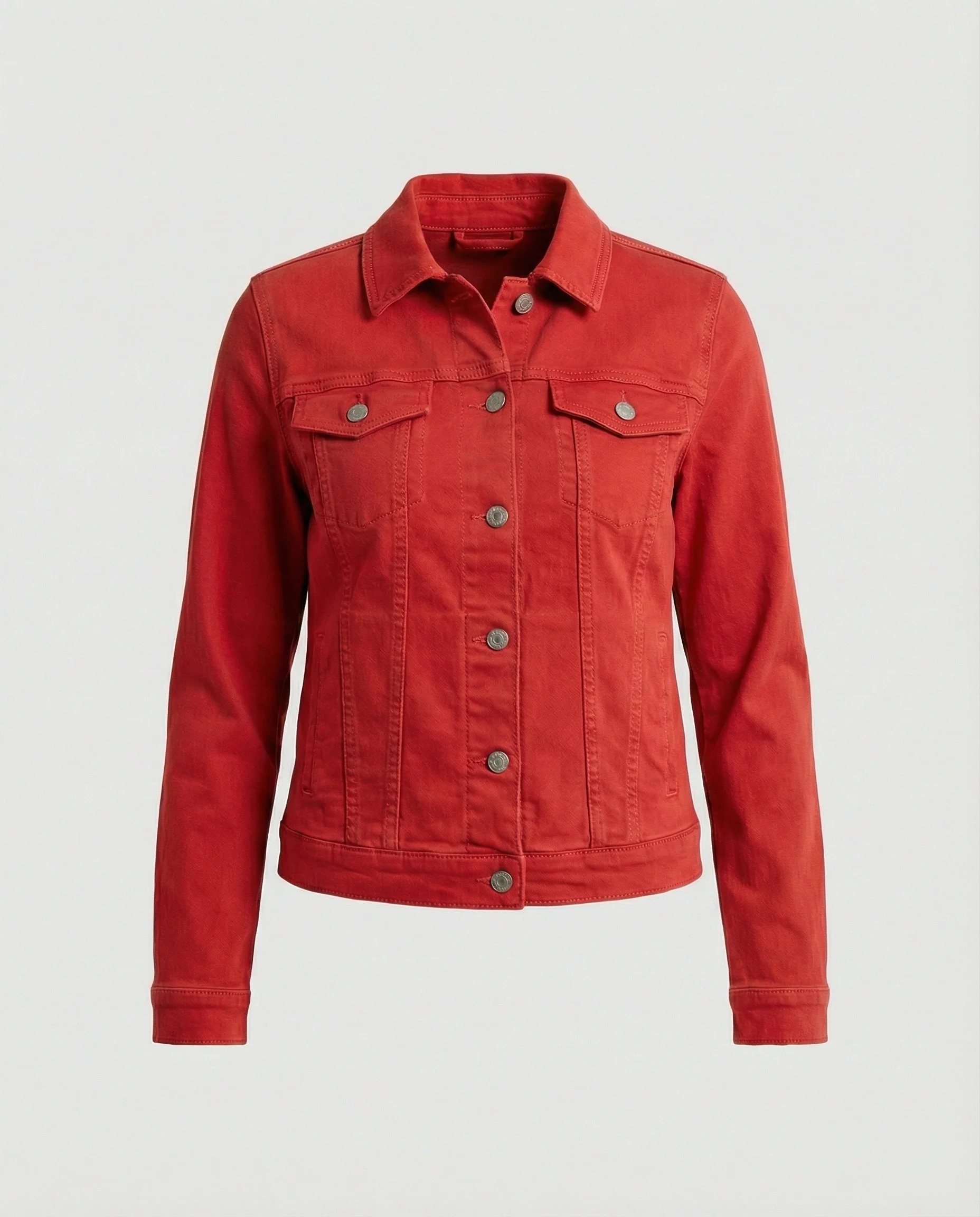 Damen Mode kurze klassische Jeansjacke mit aufgesetzten Brusttaschen und verkürztem Saum Heidi-Mode - Image 7
