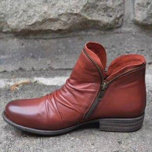 Damen moderne Ankle Boots mit asymmetrischem Reißverschluss und modischer Faltenoptik Heidi Mode - Image 7