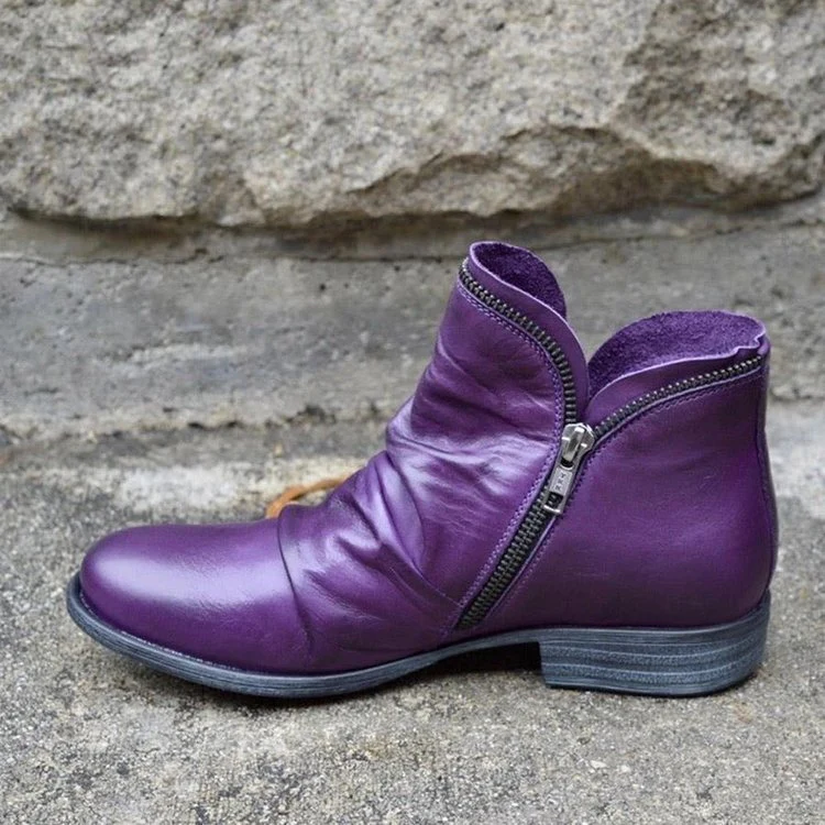 Damen moderne Ankle Boots mit asymmetrischem Reißverschluss und modischer Faltenoptik Heidi Mode - Image 8