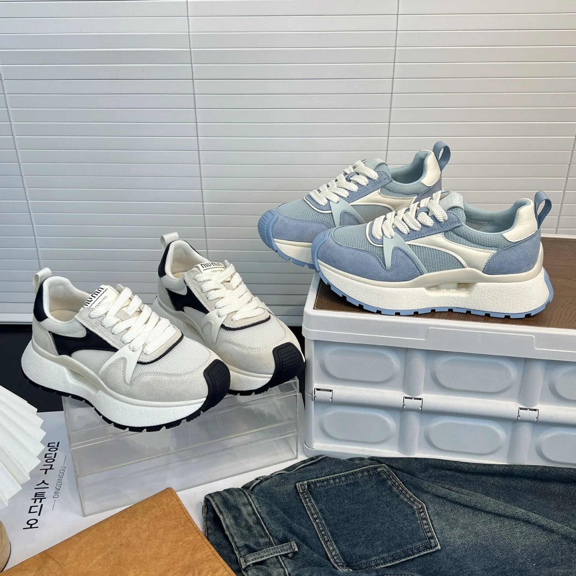 Damen moderne Chunky Sneakers mit elastischem Obermaterial und rutschfester Sohle Heidi Mode - Image 3
