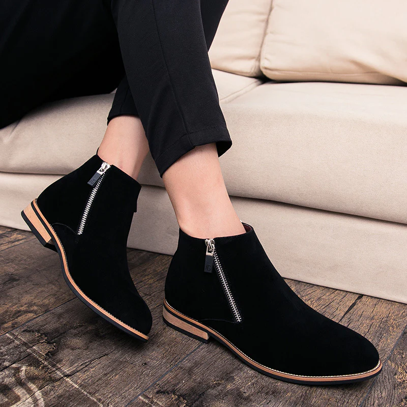 Damen Modische Ankle Boots aus Wildleder mit Reißverschluss Heidi Mode - Image 6