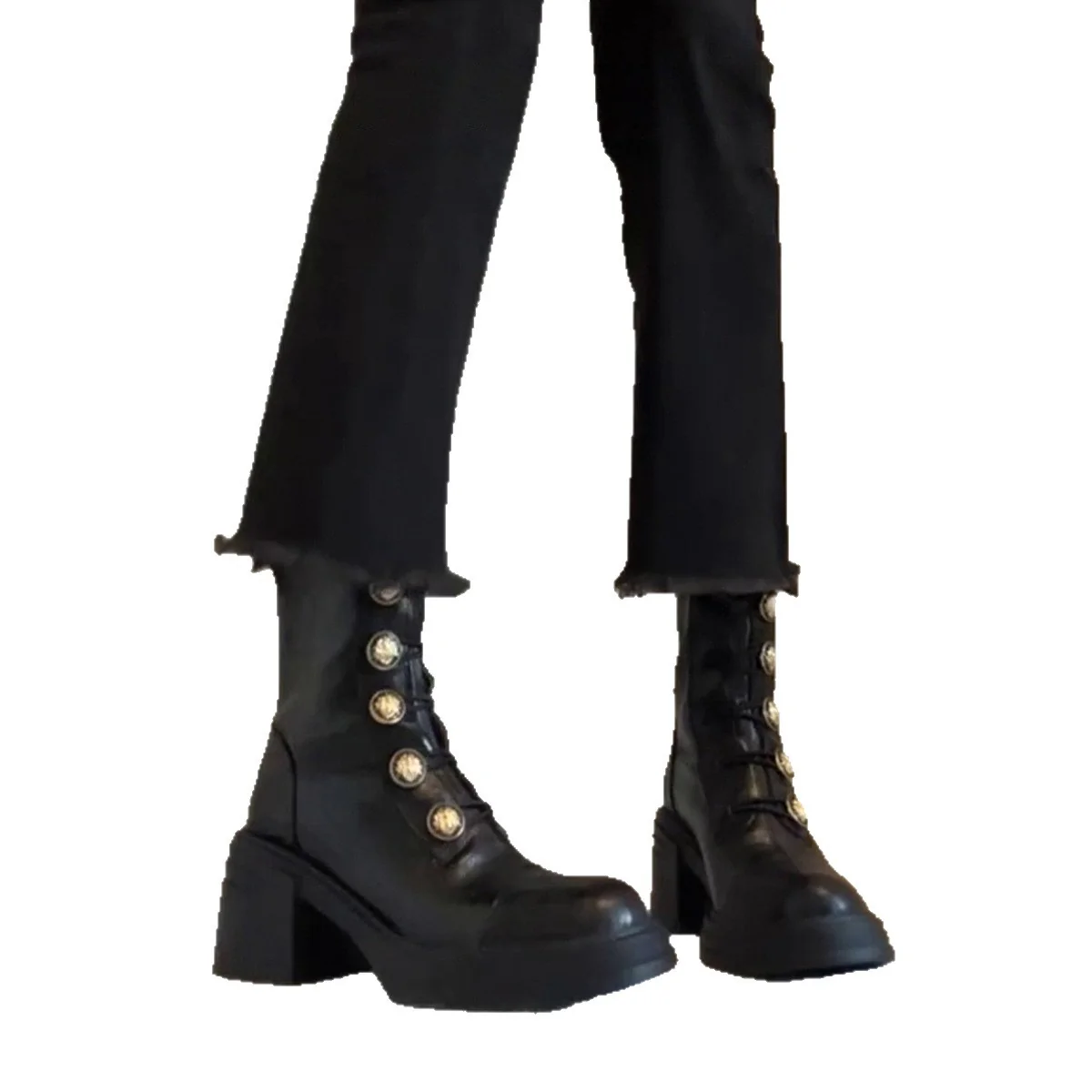 Damen Modische Ankle Boots mit dekorativen Knöpfen Heidi Mode - Image 5