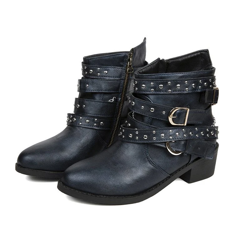 Damen modische Ankle Boots mit dekorativen Schnallen und stabiler Profilsohle Heidi Mode - Image 4