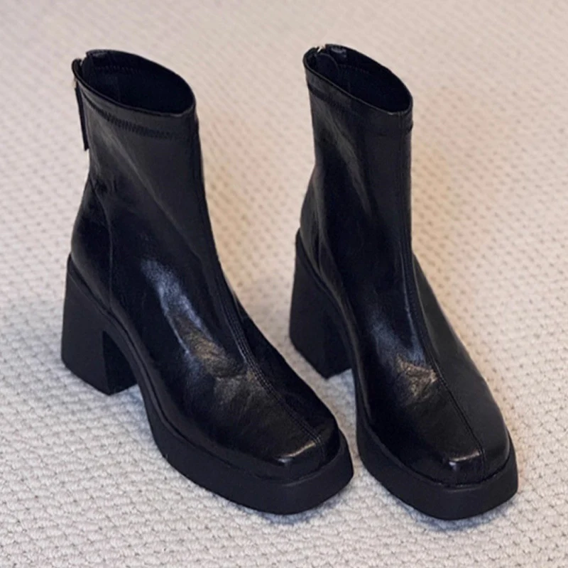 Damen modische Ankle Boots mit robustem Blockabsatz und eleganter Naht Heidi Mode - Image 6