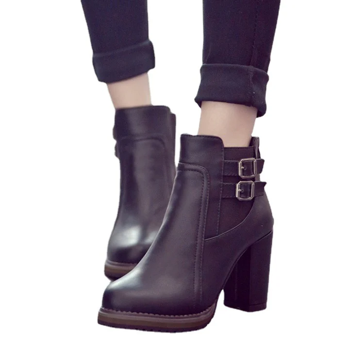 Damen modische Ankle Boots mit robustem Blockabsatz und stilvollen Schnallendetails Heidi Mode - Image 5