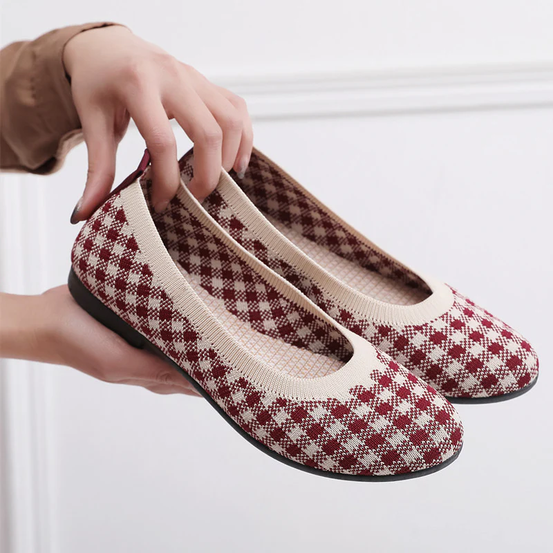 Damen Modische Ballerinas mit atmungsaktivem Strickoberteil Heidi Mode