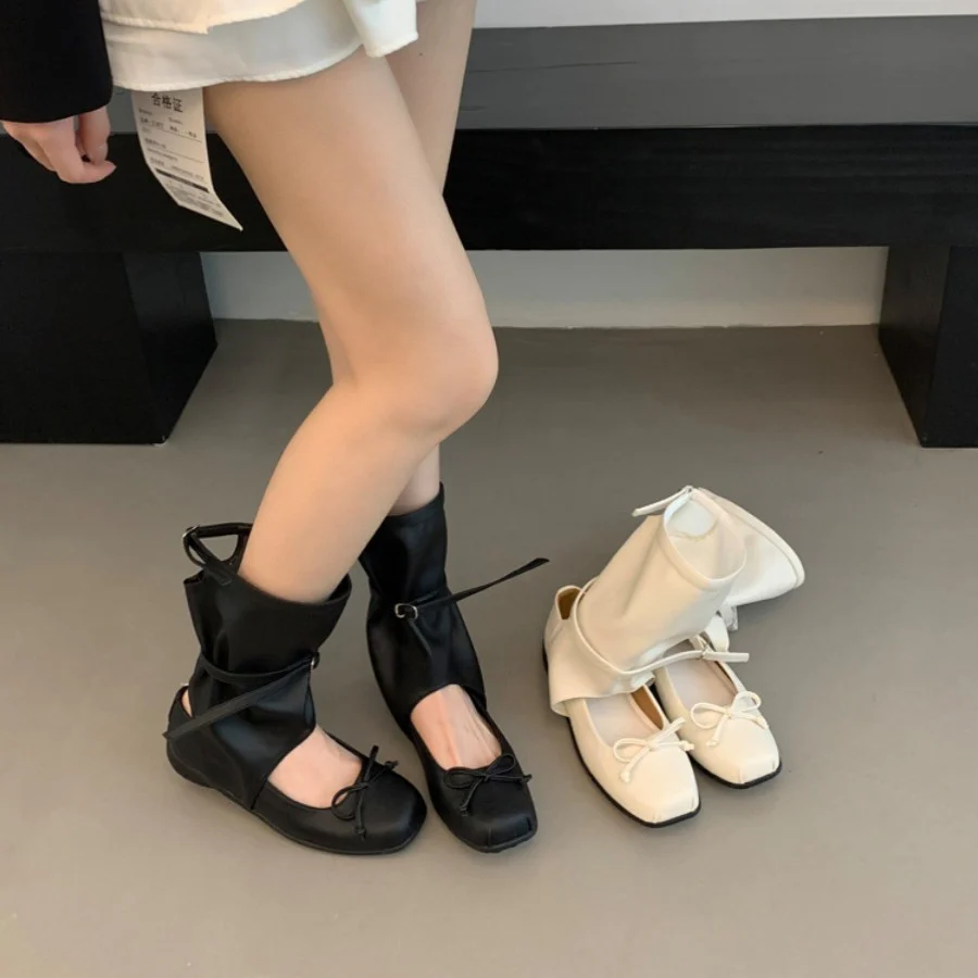 Damen modische Ballerinas mit elastischem Riemen und charmantem Schleifenakzent Heidi Mode