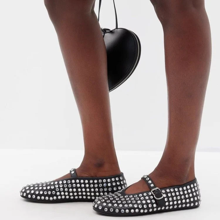 Damen Modische Ballerinas mit Strassverzierungen und komfortablem Fußbett Heidi Mode