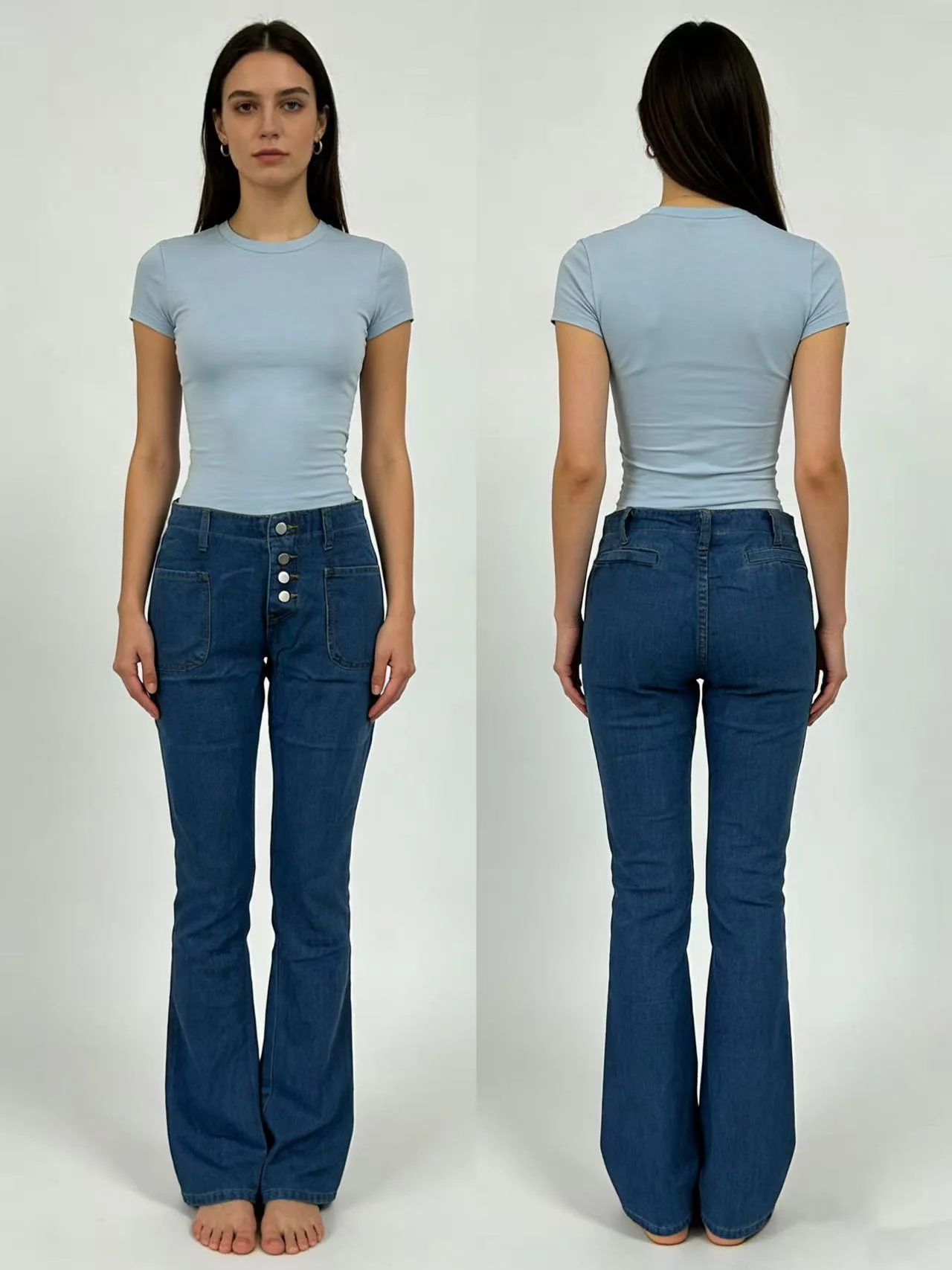 Damen Bootcut Jeans mit hohem Bund und Knopfleiste - Image 9