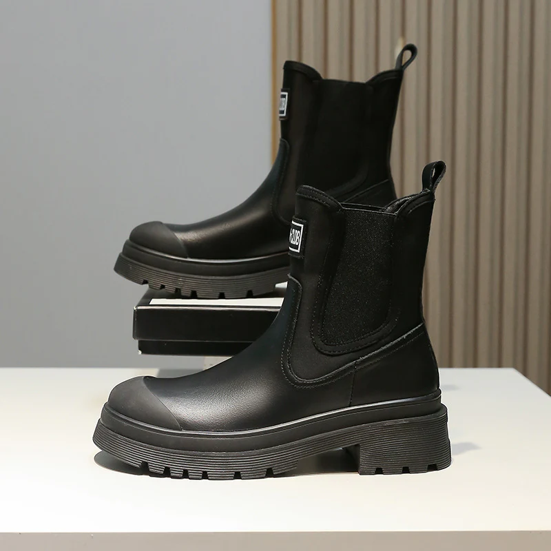 Damen modische Chelsea-Stiefel mit robustem Sohlenprofil Heidi Mode