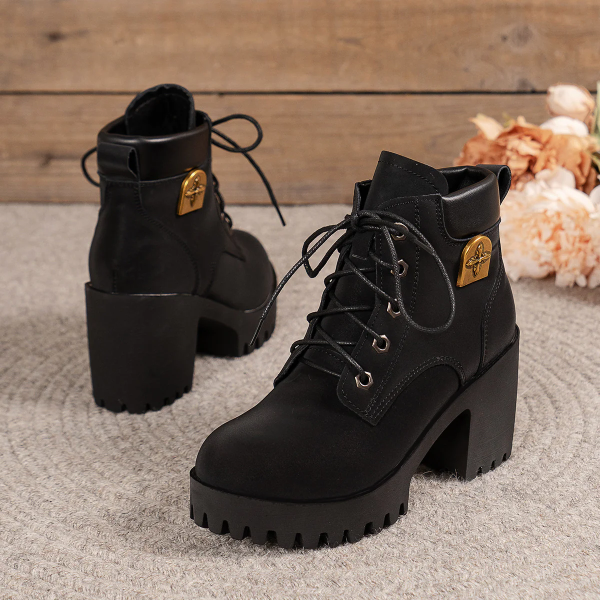Damen modische Chunky-High-Top-Stiefeletten mit stabiler Profilsohle und elegantem Design Heidi Mode - Image 8