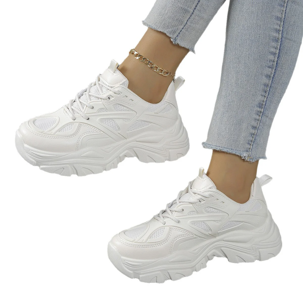 Damen modische Chunky Sneakers mit atmungsaktivem Obermaterial und komfortabler Dämpfung Heidi Mode - Image 5