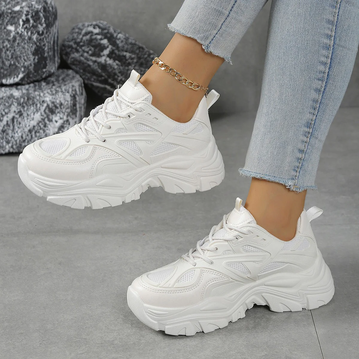 Damen modische Chunky Sneakers mit atmungsaktivem Obermaterial und komfortabler Dämpfung Heidi Mode - Image 6
