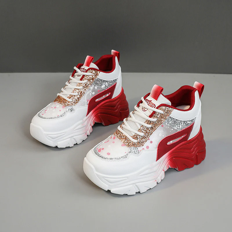 Damen modische Chunky Sneakers mit Sparkle-Akzenten und bequemer Sohle Heidi Mode - Image 3