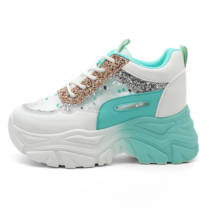 Damen modische Chunky Sneakers mit Sparkle-Akzenten und bequemer Sohle Heidi Mode - Image 7