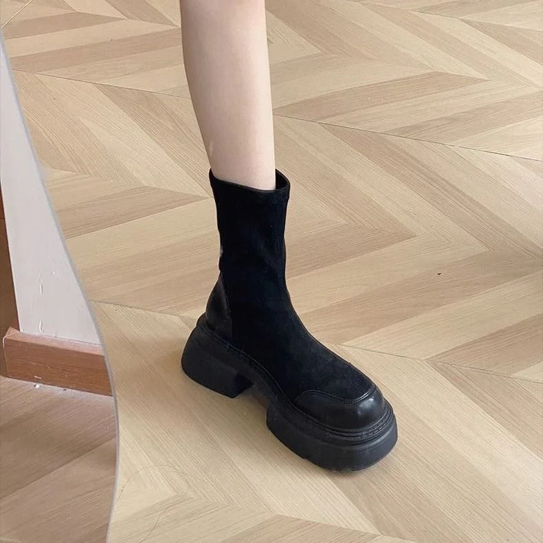 Damen modische Chunky Stiefeletten mit komfortabler Sohle und elastischem Schaft Heidi Mode - Image 6