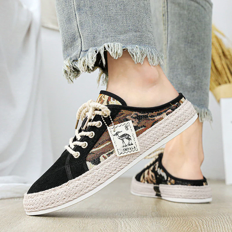 Damen Modische Espadrilles mit trendy Camouflage-Design und elastischem Einschlupf Heidi Mode - Image 3