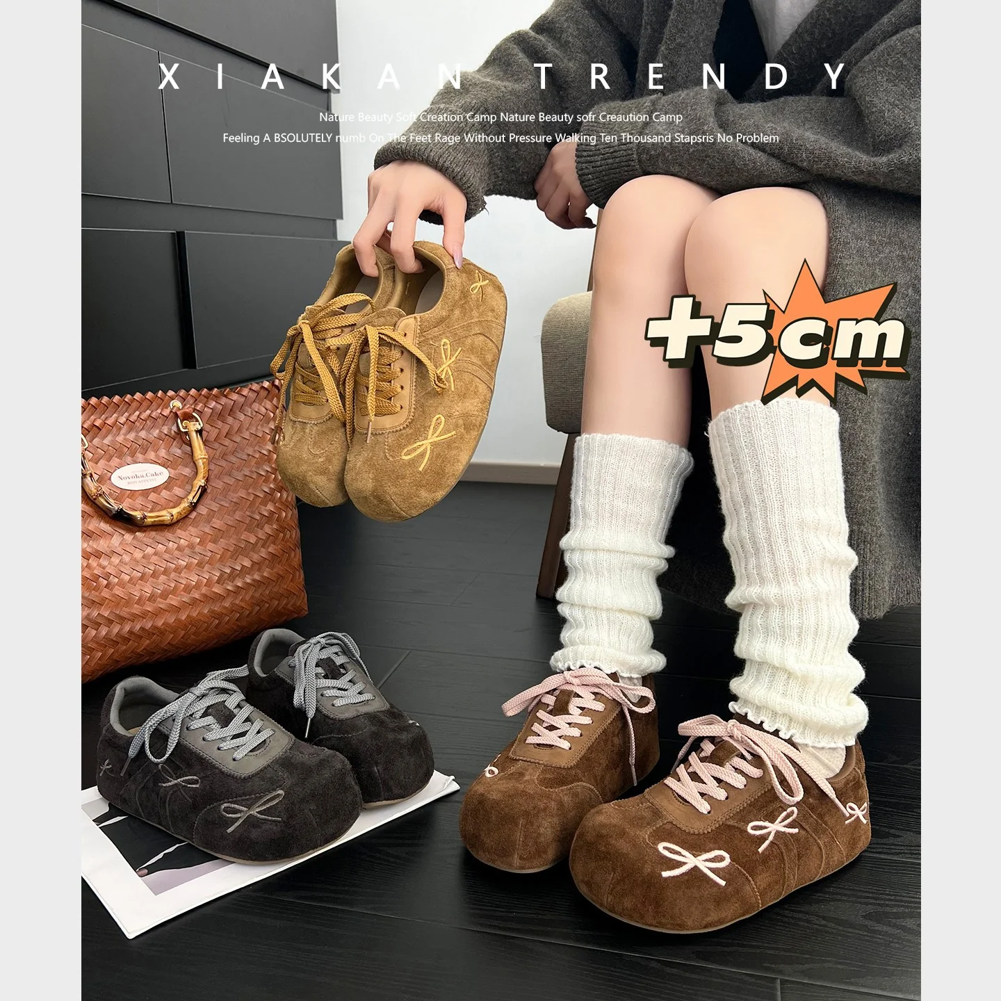 Damen modische Freizeit-Sneaker mit verspieltem Schleifen-Design und weichem Obermaterial Heidi Mode - Image 2