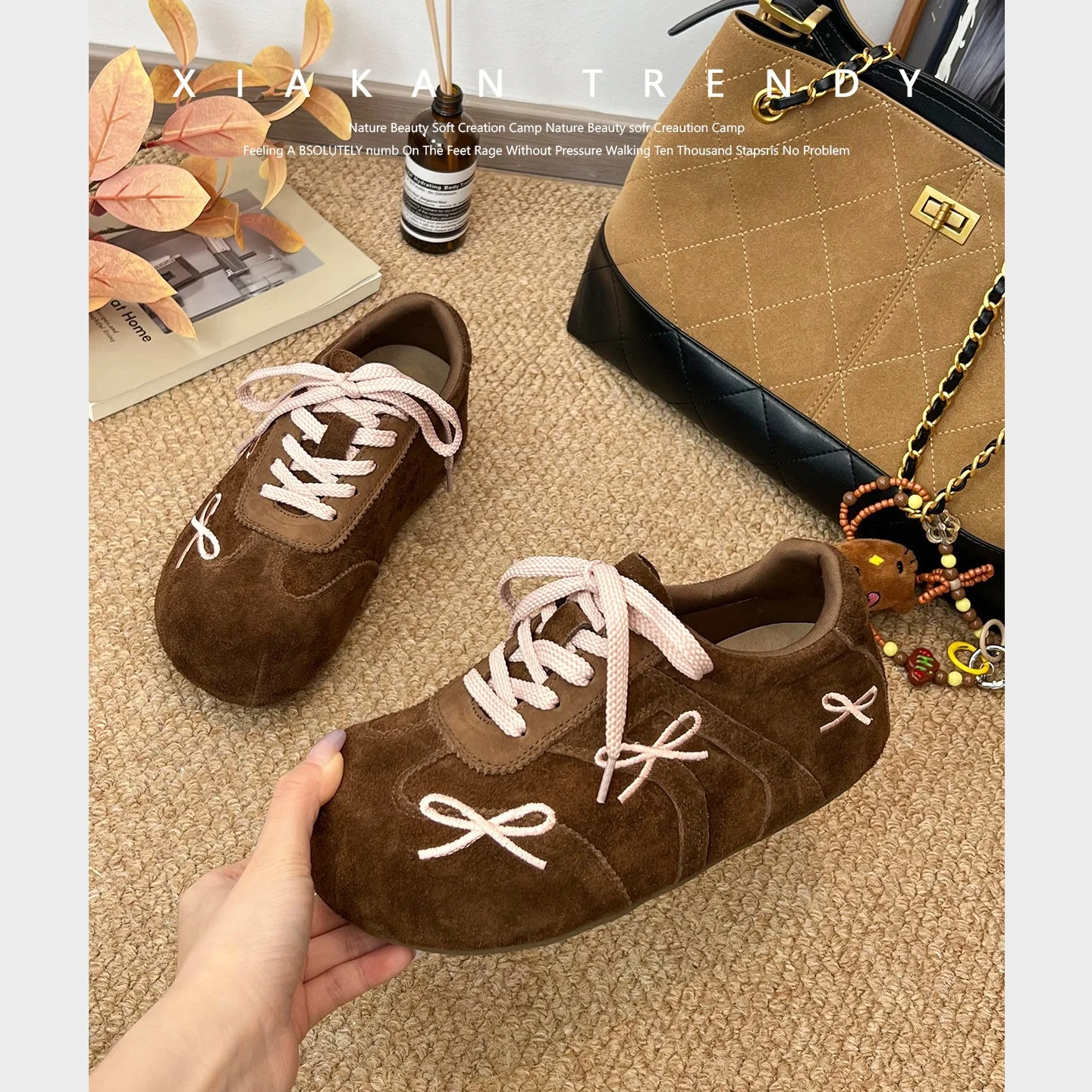 Damen modische Freizeit-Sneaker mit verspieltem Schleifen-Design und weichem Obermaterial Heidi Mode - Image 7