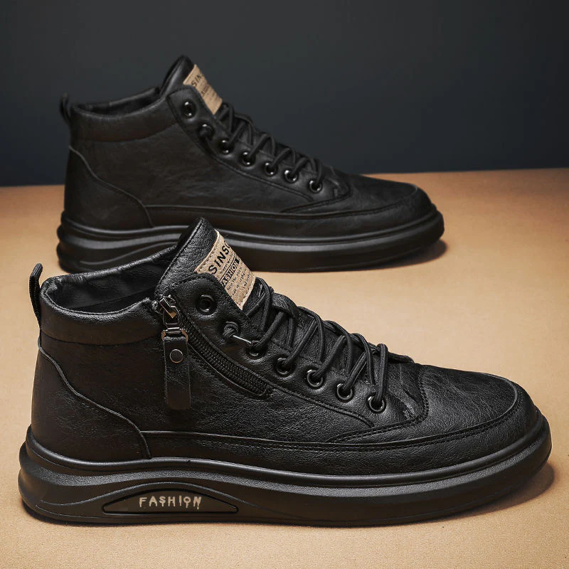 Damen Modische High-Top Sneakers aus Leder mit seitlichem Reißverschluss und dämpfender Sohle Heidi Mode - Image 3