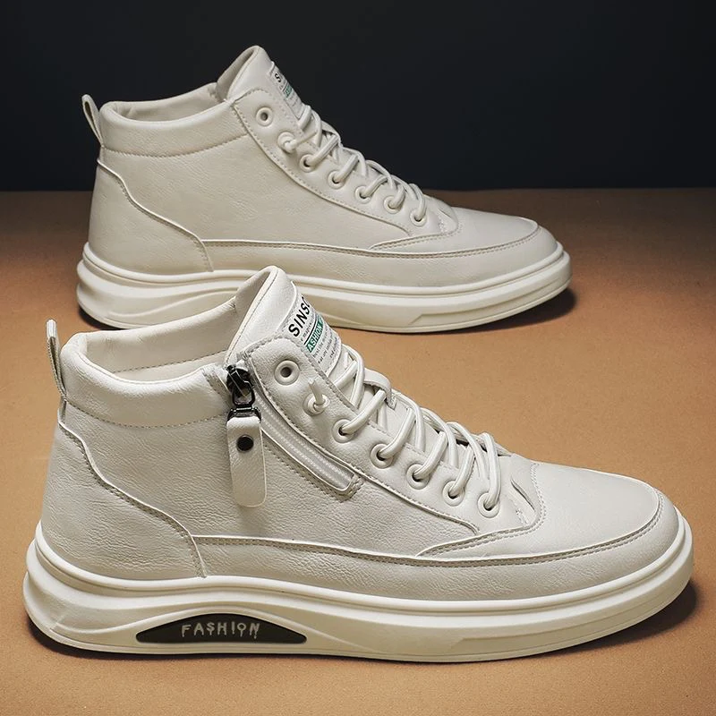 Damen Modische High-Top Sneakers aus Leder mit seitlichem Reißverschluss und dämpfender Sohle Heidi Mode - Image 4
