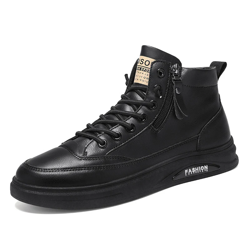 Damen Modische High-Top Sneakers aus Leder mit seitlichem Reißverschluss und dämpfender Sohle Heidi Mode - Image 5
