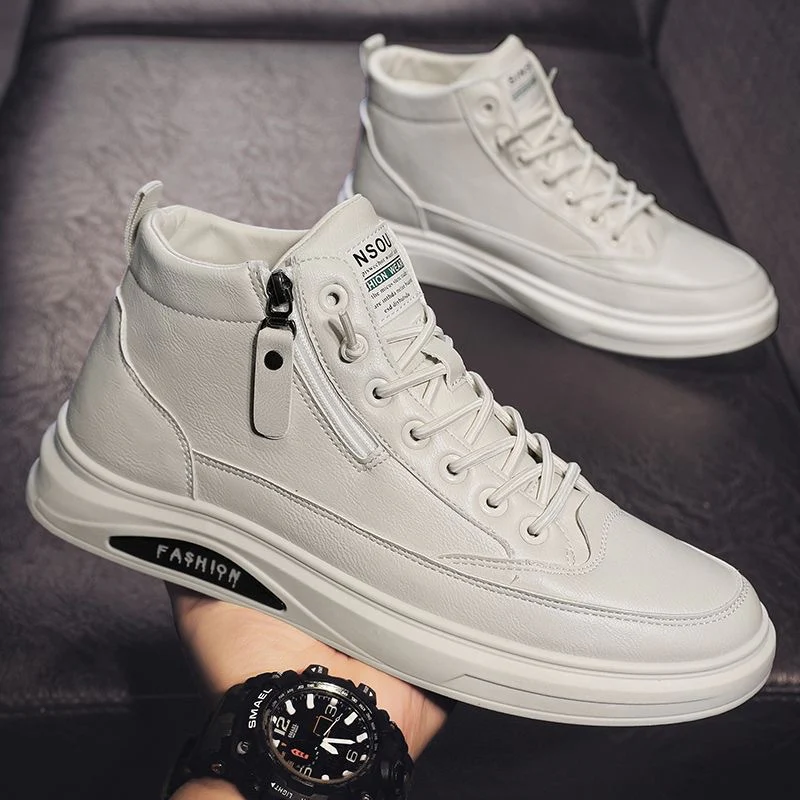 Damen Modische High-Top Sneakers aus Leder mit seitlichem Reißverschluss und dämpfender Sohle Heidi Mode - Image 7