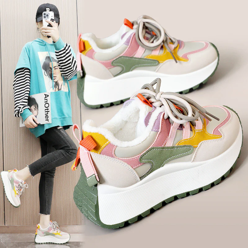 Damen modische High-Top Sneakers mit flauschigem Innenfutter und rutschfester Sohle Heidi Mode