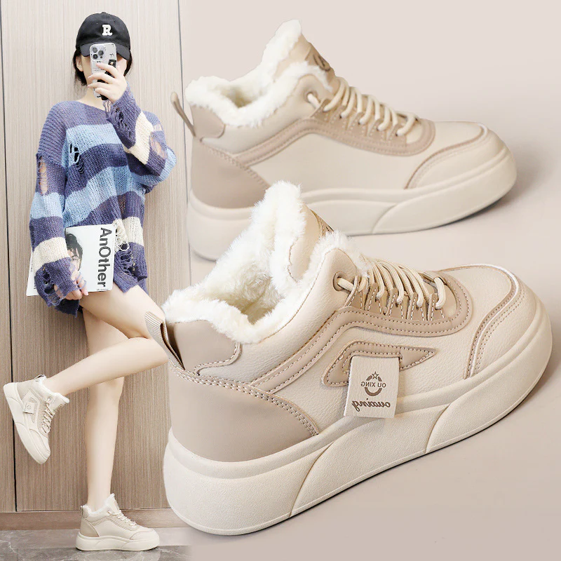 Damen modische High-Top Sneakers mit kuscheligem Innenfutter und rutschfester Sohle Heidi Mode