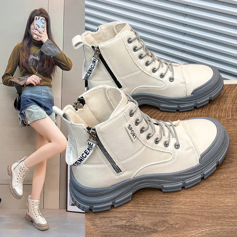 Damen modische High-Top Sneakers mit praktischem Reißverschluss und atmungsaktiver Sohle Heidi Mode
