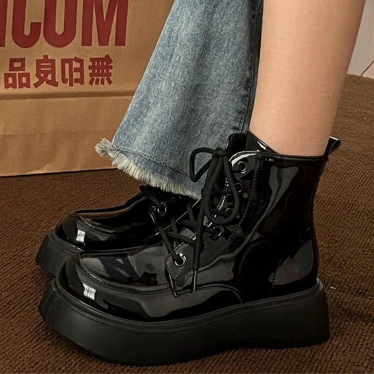Damen Modische High-Top Stiefel mit robuster Plattformsohle und stylischem Schnürsystem Heidi Mode - Image 3