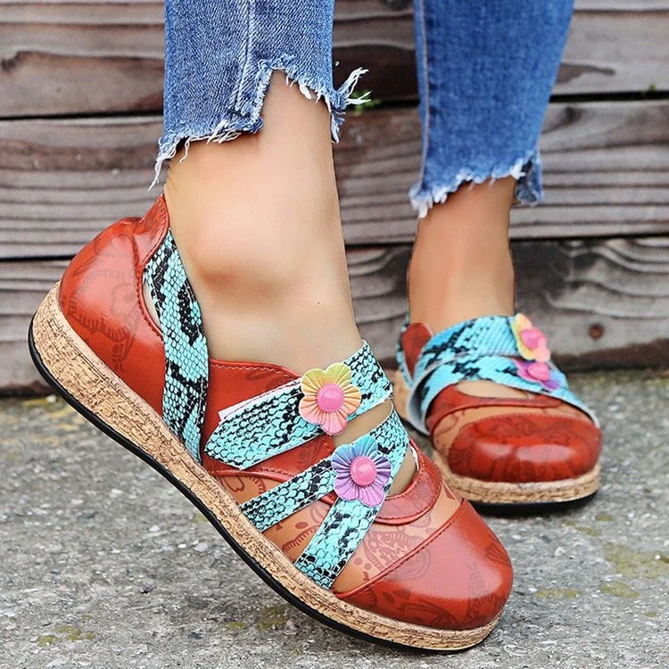 Damen modische Komfort-Pantoletten mit buntem Blüten-Design und ergonomischem Fußbett Heidi Mode - Image 2
