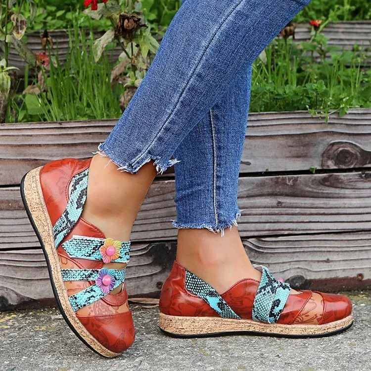Damen modische Komfort-Pantoletten mit buntem Blüten-Design und ergonomischem Fußbett Heidi Mode - Image 4