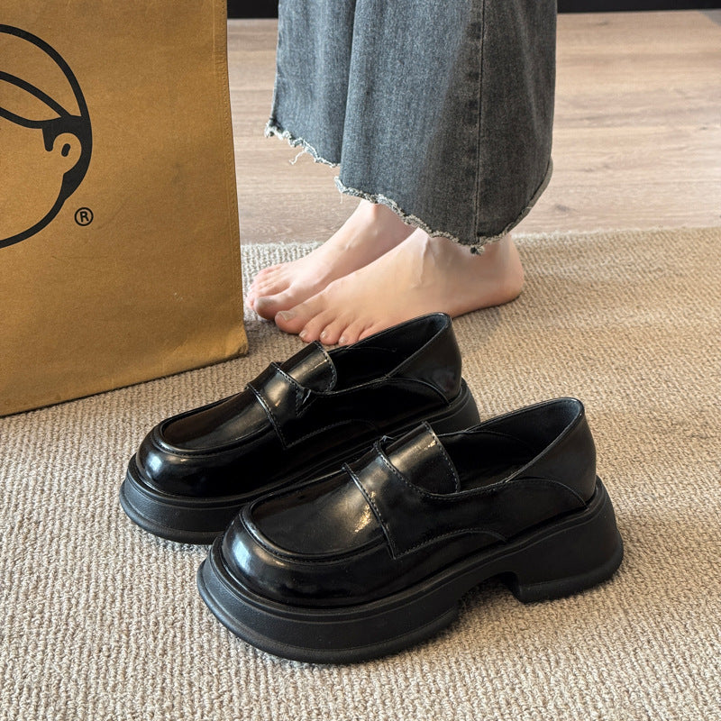 Damen modische Loafers mit dickem Plateau-Heel und elegantem Lederfinish Heidi Mode