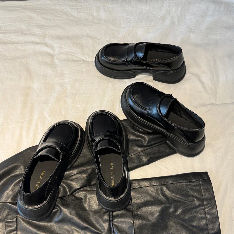 Damen modische Loafers mit dickem Plateau-Heel und elegantem Lederfinish Heidi Mode - Image 3