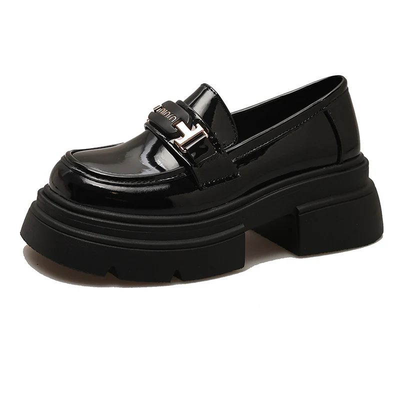 Damen Modische Loafers mit hochgezogenem Absatz und glänzender Oberfläche Heidi Mode - Image 8