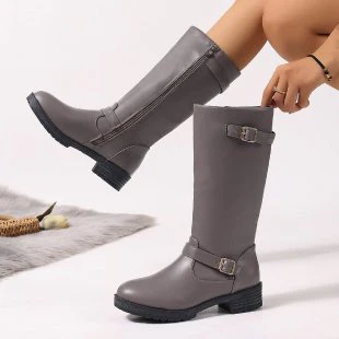 Damen modische Longboots mit eleganter Schnalle und robustem Profilsohle Heidi Mode - Image 6