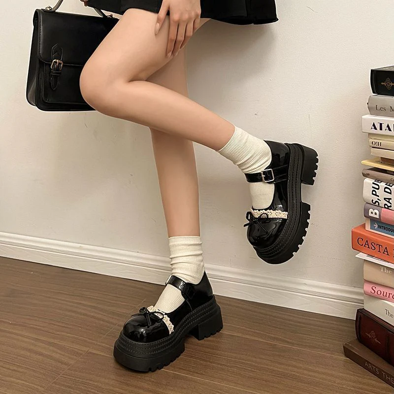 Damen Modische Mary Jane Schuhe mit dekorativer Schleife und robuster Plateau-Sohle Heidi Mode - Image 4