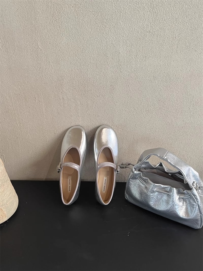 Damen modische Mary Janes mit verstellbarem Riemen und glänzender Oberfläche Heidi Mode - Image 8