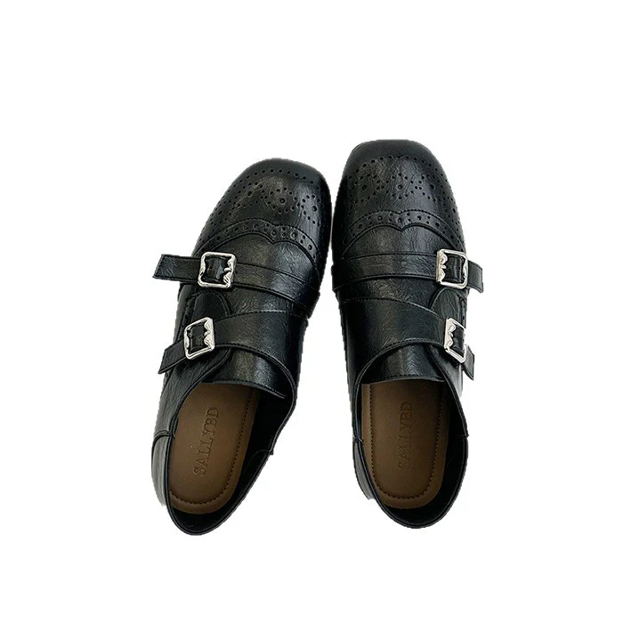 Damen modische Mokassins mit doppeltem Schnallenverschluss und stilvollem perforiertem Design Heidi Mode - Image 5