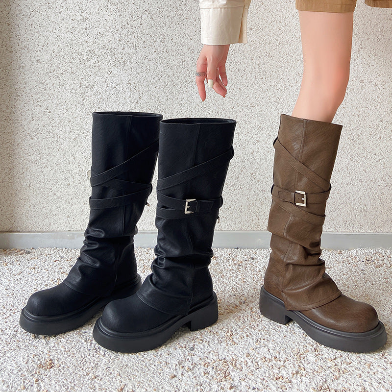 Damen modische Overknee-Stiefel mit stylischem Riemen-Design Heidi Mode - Image 2