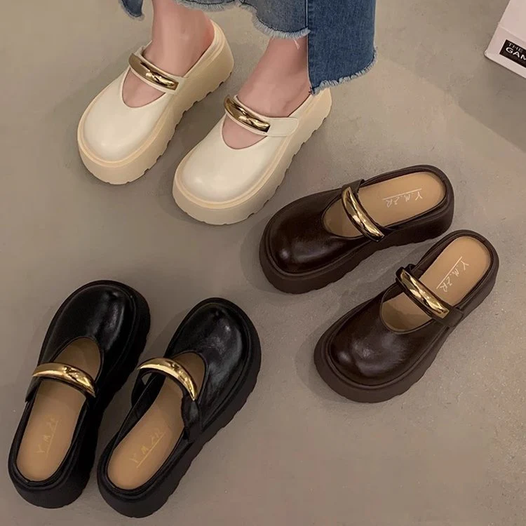 Damen Modische Plateau-Clogs mit glänzendem Detail und rutschfester Sohle Heidi Mode - Image 4