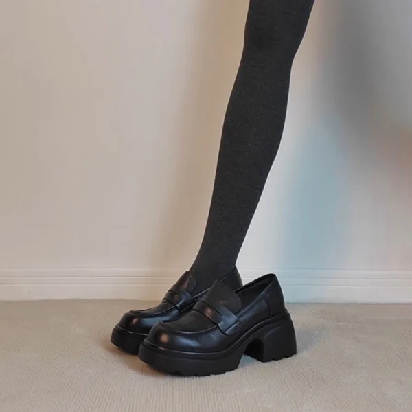 Damen modische Plateau-Schuhe mit klassischem Schnallenabschluß und robustem Blockabsatz Heidi Mode