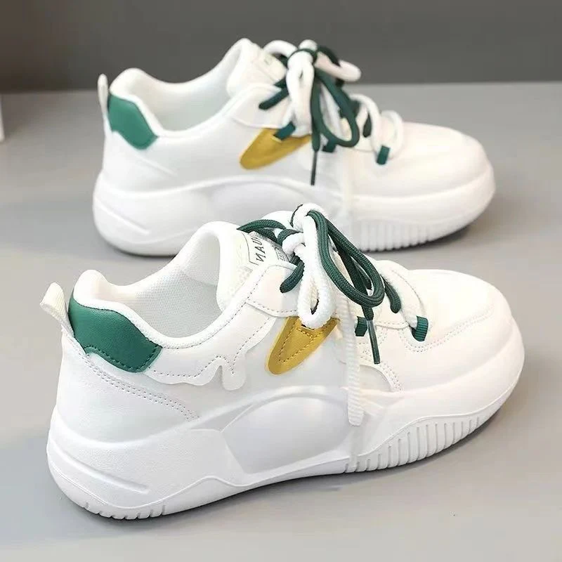 Damen modische Plateau-Sneaker mit atmungsaktiven Einsätzen und elastischen Schnürsenkeln Heidi Mode