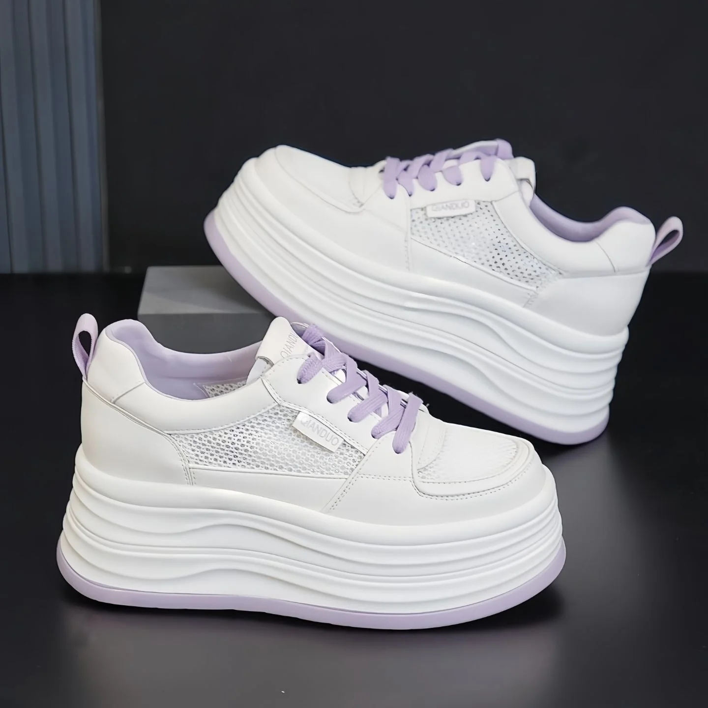 Damen modische Plateau-Sneaker mit atmungsaktiver Mesh-Oberfläche und dämpfender Sohle Heidi Mode