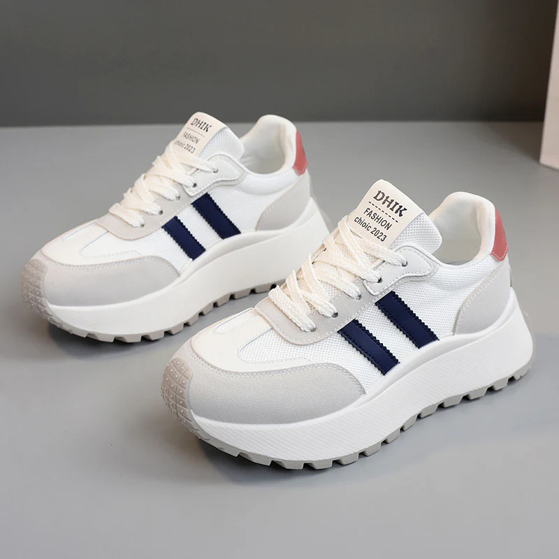 Damen modische Plateau-Sneaker mit atmungsaktiver Oberflächenstruktur und hoher Laufsohle Heidi Mode - Image 2
